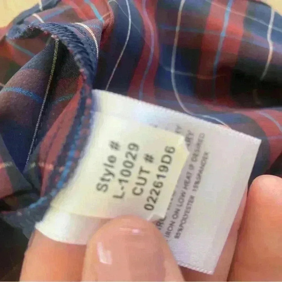 Mizzen + Main Mens Plaid Button Down XXL Trim Fit  Red Blue - Picture 6 of 6